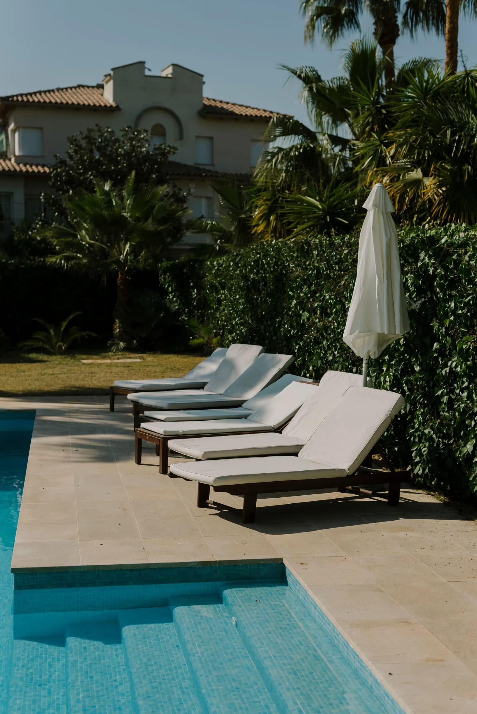 Piscina entre palmeras en Moraira